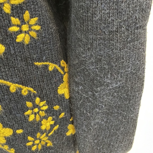 Soft Surroundings Navy Sweater with Gold floral embroidery- large - Picture 3 of 5